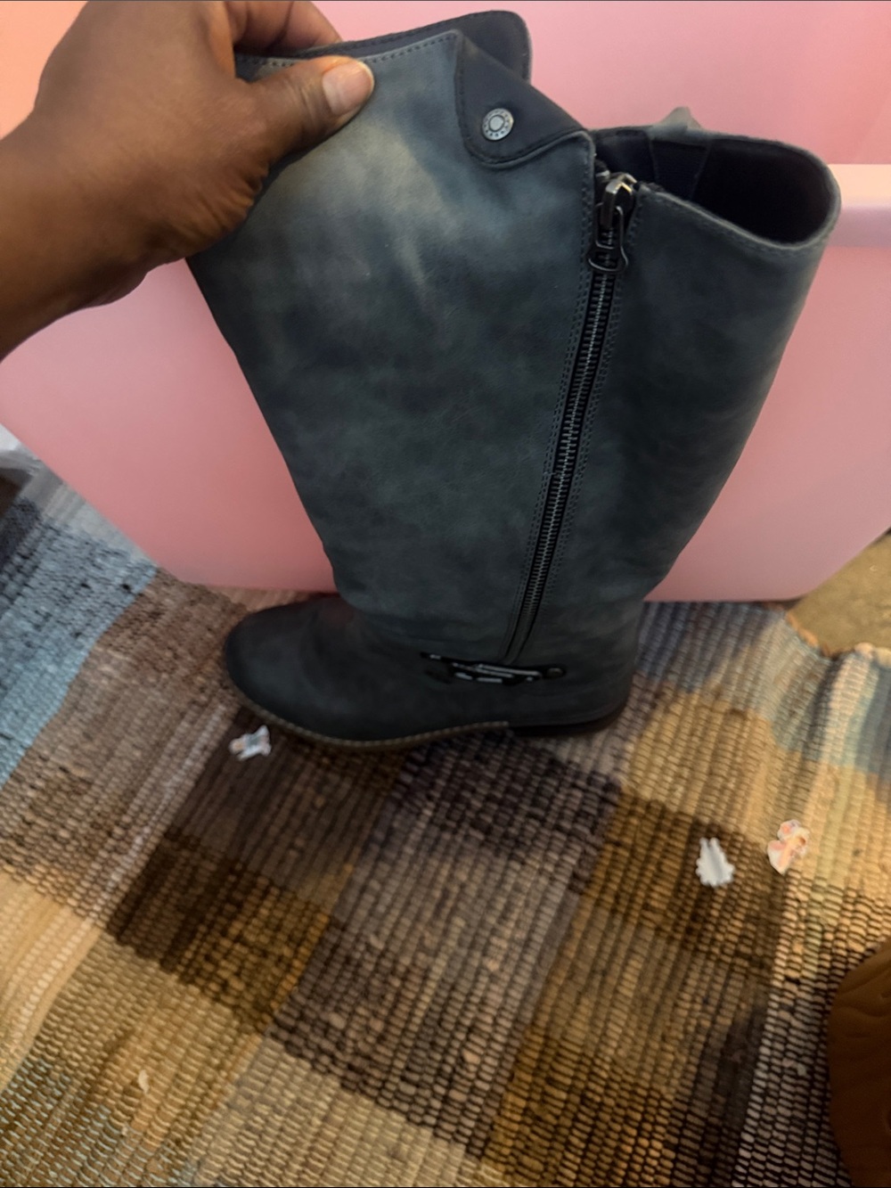 Rieker Tall Side-Zip Gray Riding Boots